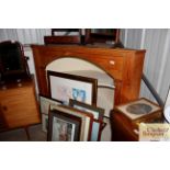 A large stripped pine hanging corner cupboard