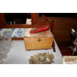 A shoe shine box and contents