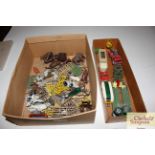 A quantity of lead farm animals, Dinky toys etc.