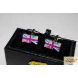A pair of Union Jack cuff-links