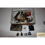 A box of miscellaneous costume jewellery