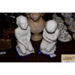A pair of Minton Parian type kneeling figures "Pra