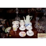 A collection of various decorative teaware, decant