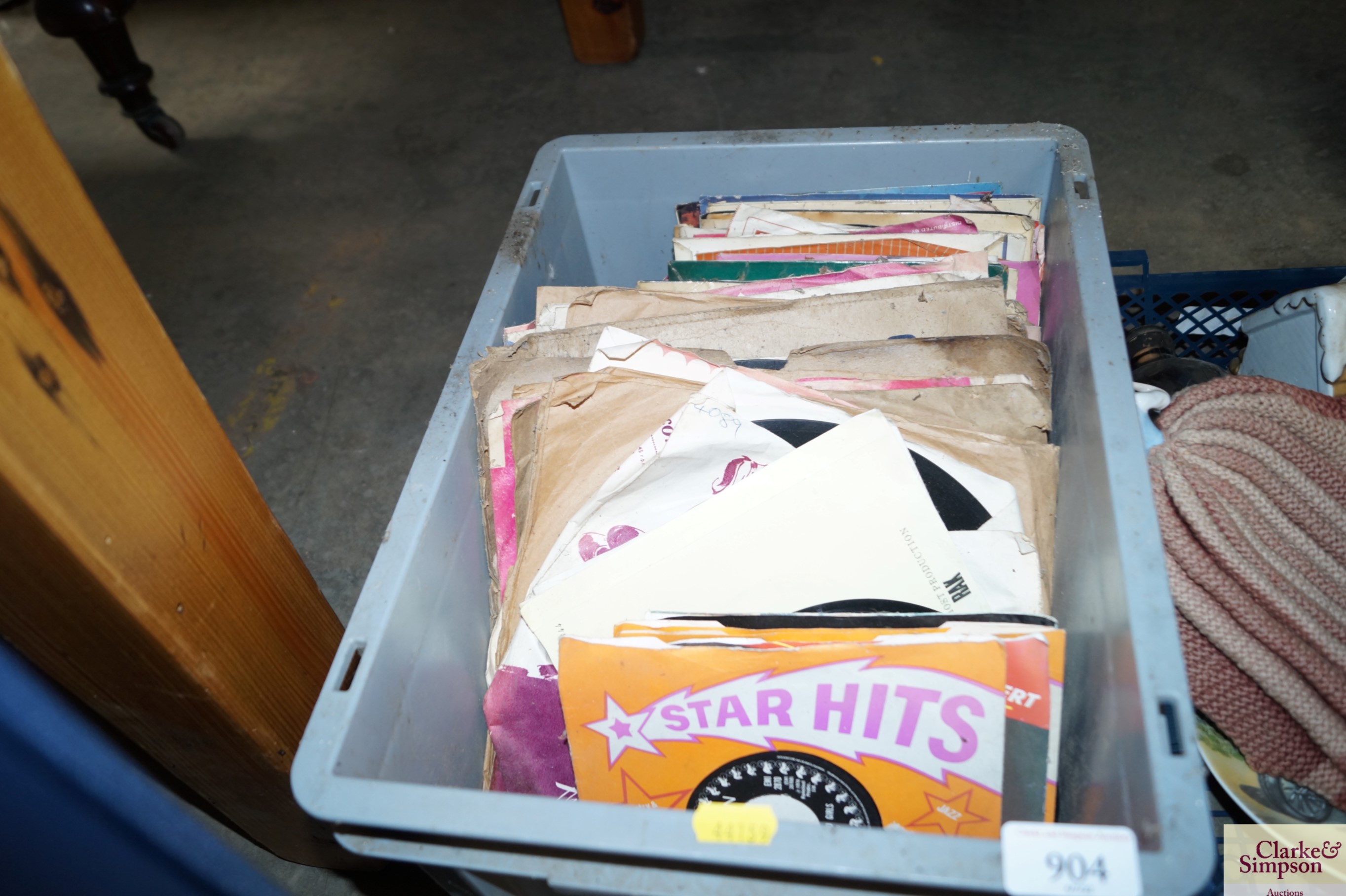 A box of 45rpm records