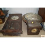 An oak cased school clock together with a Smiths c