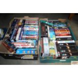 Two boxes of DVDs