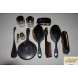 Eleven items of various silver and plated dressing