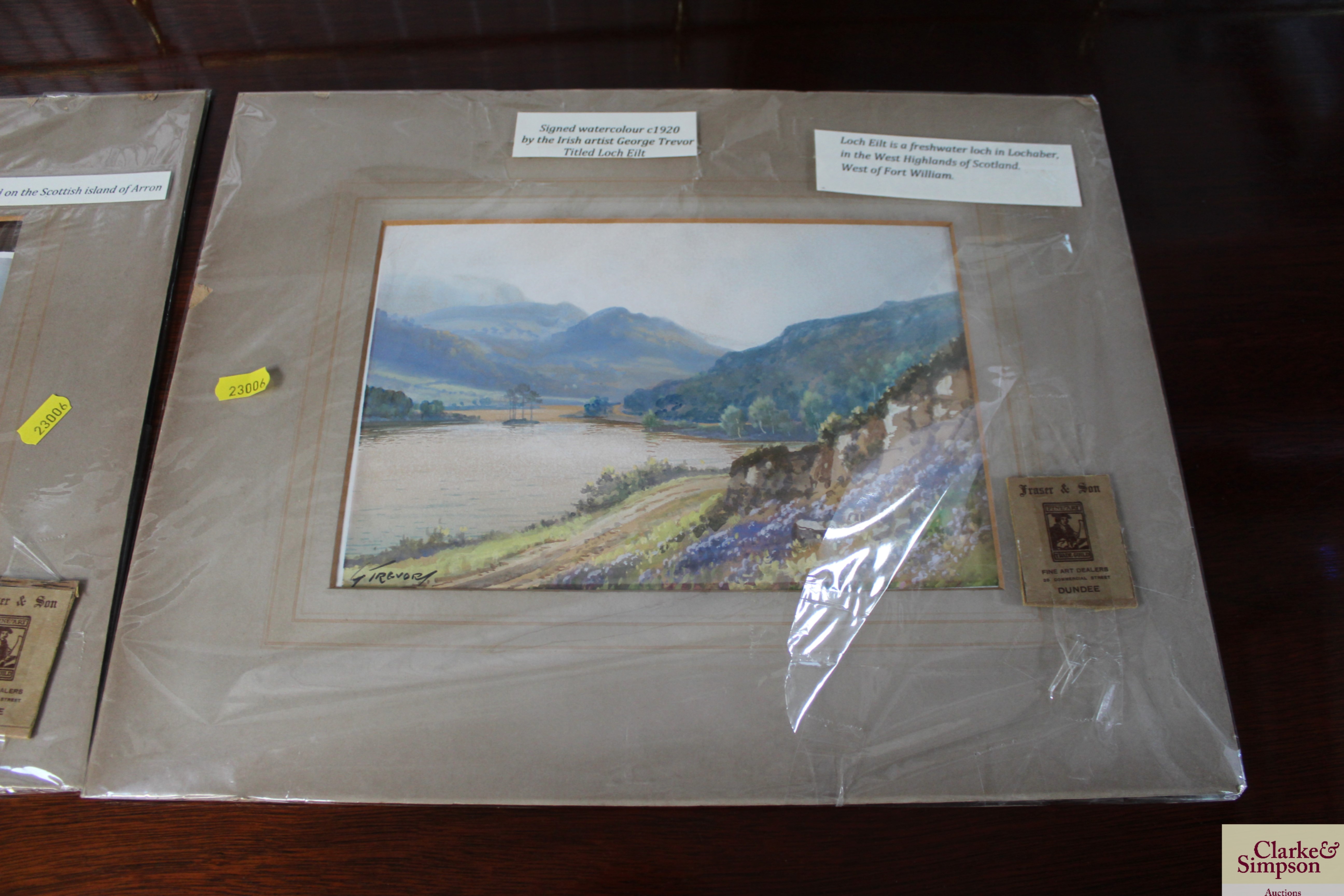 Two signed watercolours by George Trevor "Loch Eil - Image 3 of 3