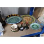 A quantity of various Welsh Studio pottery plates, posy