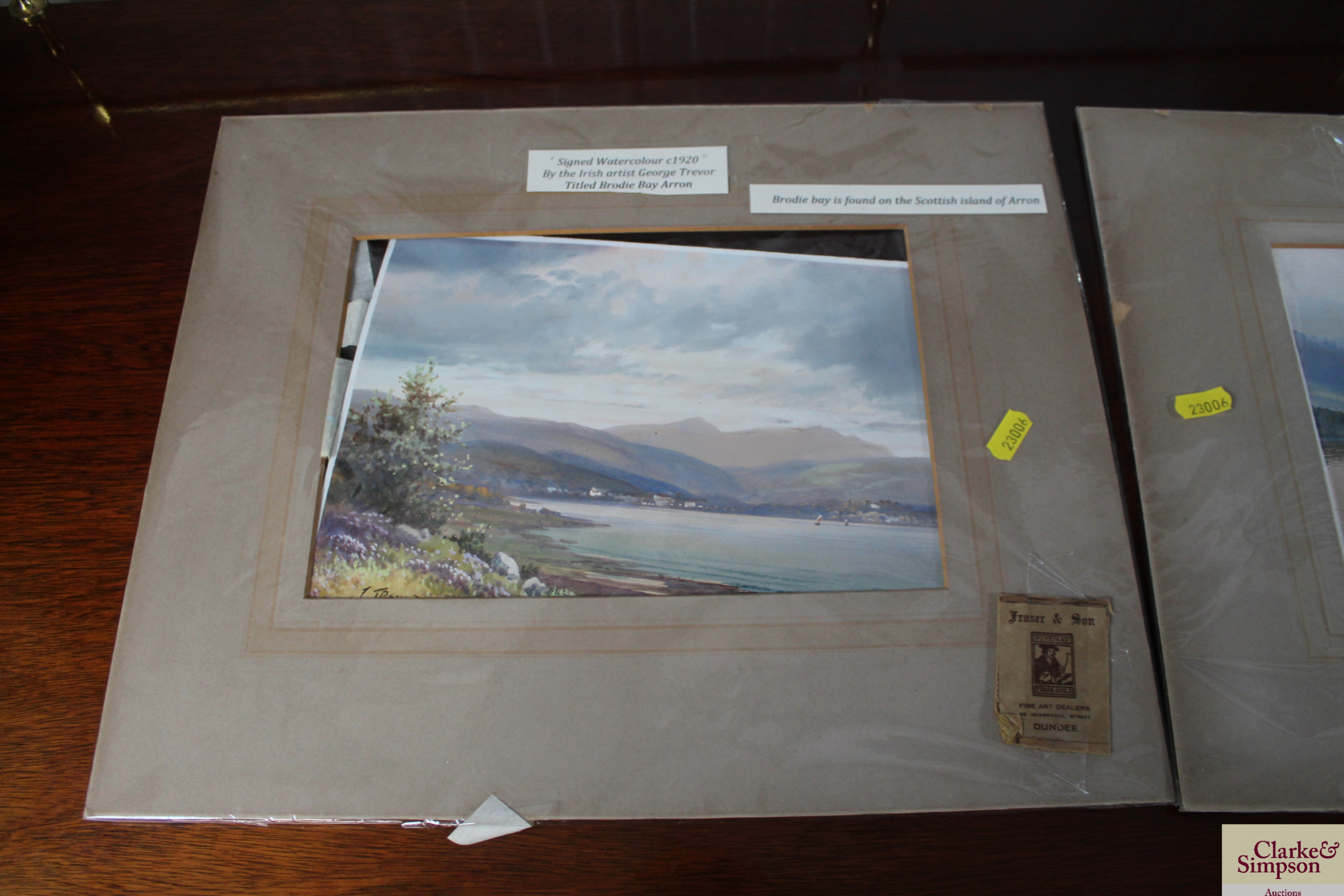 Two signed watercolours by George Trevor "Loch Eil - Image 2 of 3