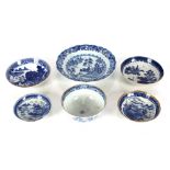 A 19th Century Chinese blue and white scallop border plate, having scenic decoration with river