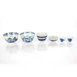 A Kang Shi tea bowl; another Chinese tea bowl; and four small later period Chinese bowls (6)