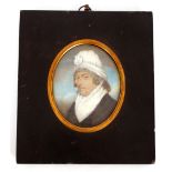 A 19th Century miniature portrait of Mrs Colebrook, in ebonised and gilt frame