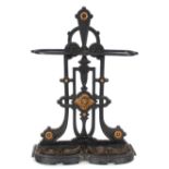A Victorian cast iron umbrella / stick stand, with gilt decoration