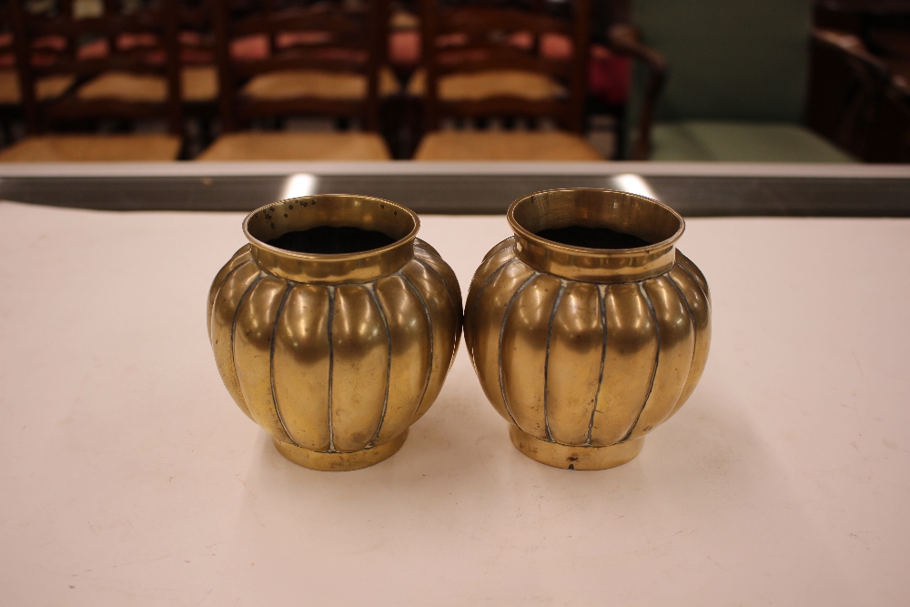 A near pair of Chinese bronze ribbed globular censers, each with large square seal marks, 9cm high - Image 6 of 27