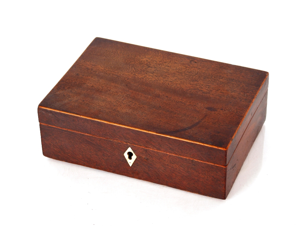 A Georgian mahogany and box wood strung hinged box