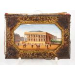 A mid 19th Century ladies souvenir Paris book, the chased metal surround painted miniature
