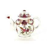 A Lowestoft tea pot, in the "Curtis" pattern circa 1780, 14.5cm high