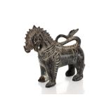 A Chinese bronze model of a Kylin, 19cm high