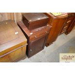 A mahogany side cupboard fitted single drawer