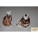 Two Royal Crown Derby porcelain figures with gold