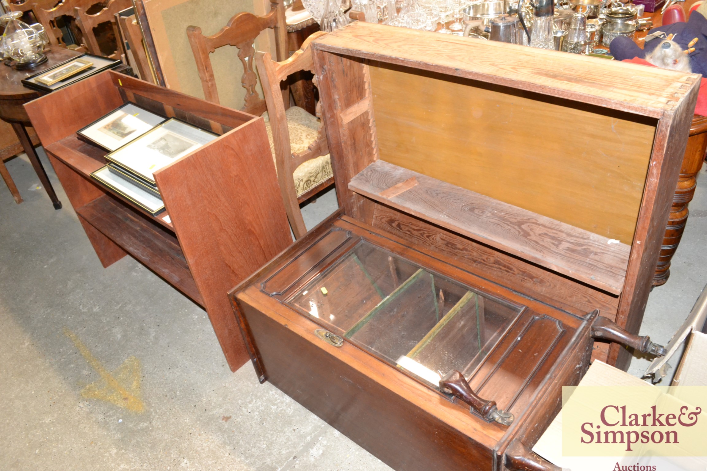 An Edwardian music cabinet AF; and two open fronte