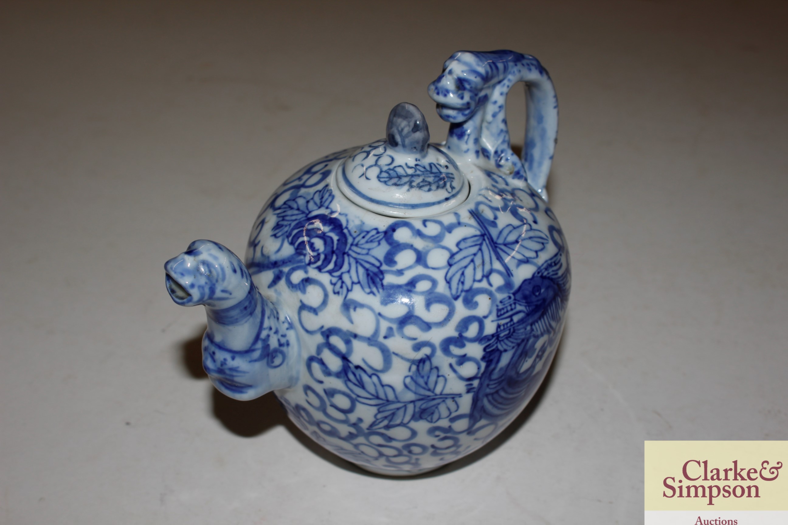 A Chinese tea pot with figural handle and spout; a - Image 4 of 5