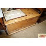 A stripped pine blanket chest fitted two drawers t