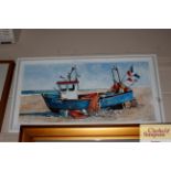 "Fishing Boat Aldeburgh", signed acrylic