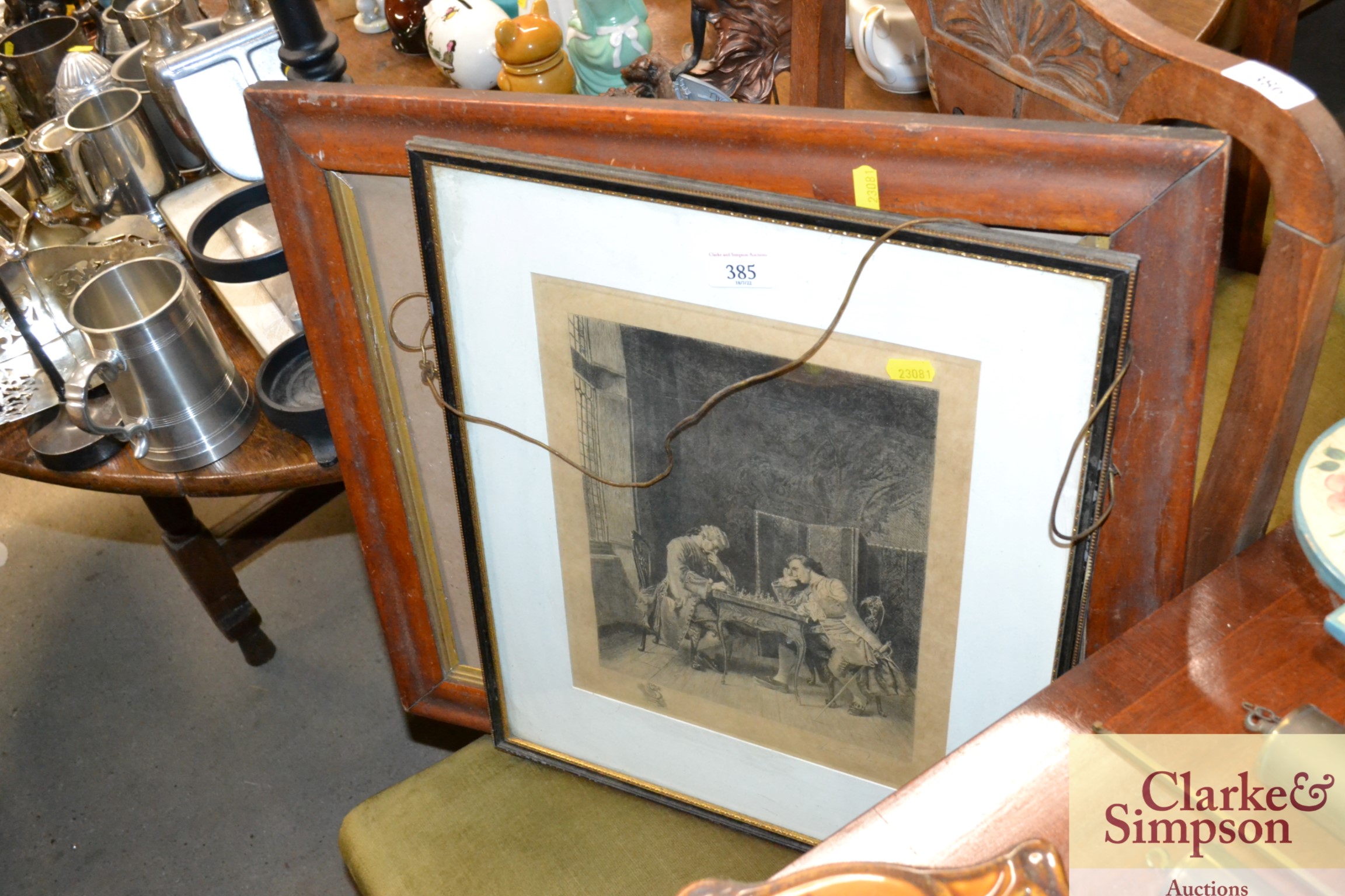 A maple framed vintage photograph; and a print of