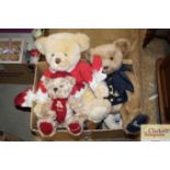 A box of miscellaneous Harrods and other Teddy bea