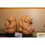 Four Poole pottery bears