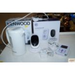 A Kenwood travelling kettle and a BT video baby mo