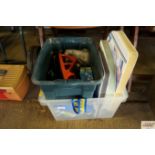 A box containing various hand tools, a Wimbledon s