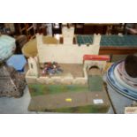 A vintage wooden toy fort