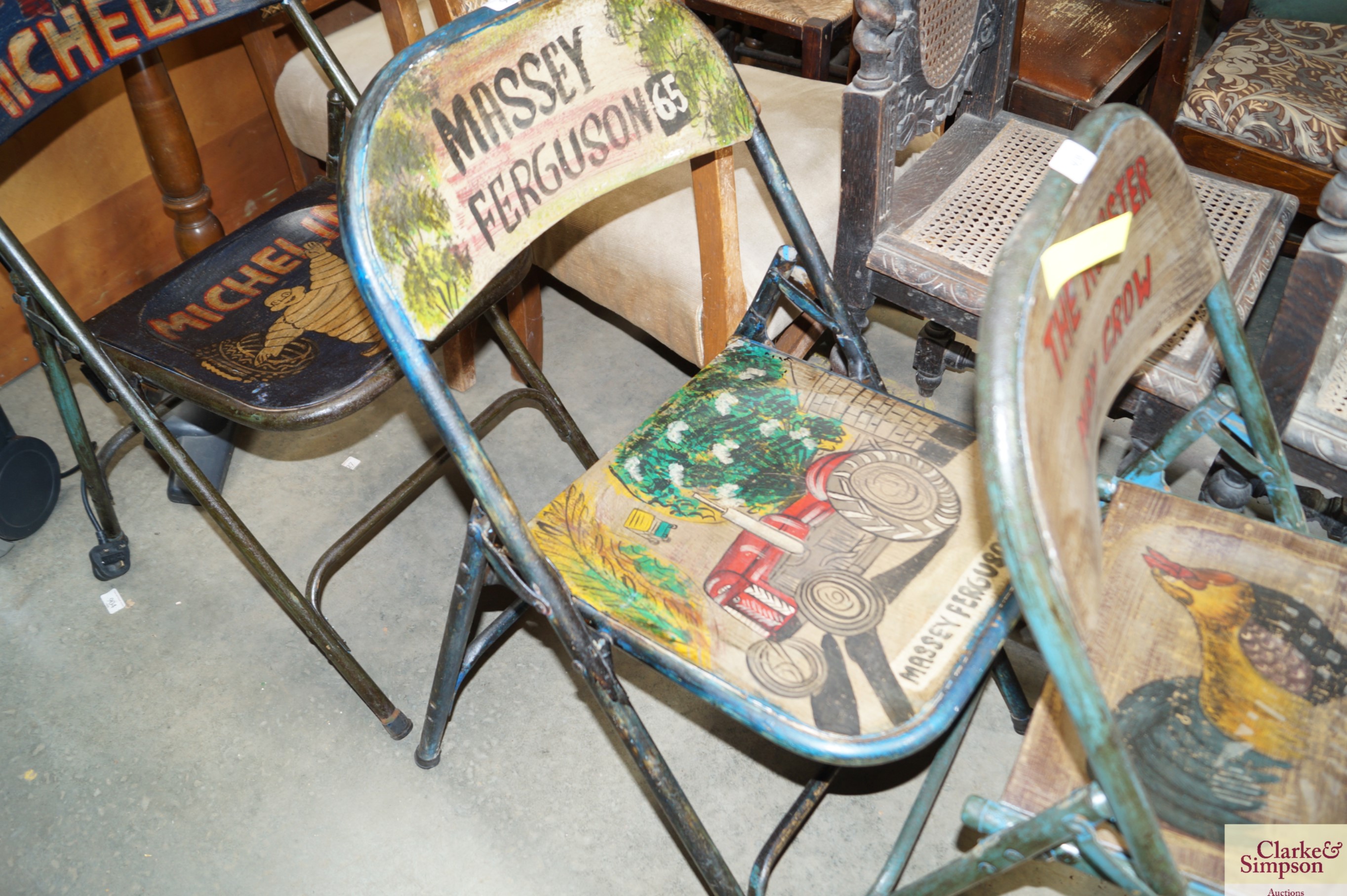 A Massey Ferguson decorated folding chair (140)