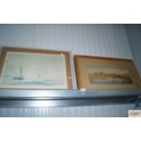 A gilt framed watercolour study, signed J Miller,