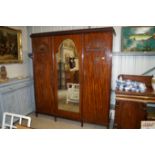 Early 20th Century mahogany combination wardrobe b