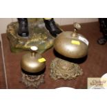 Two Victorian brass and metal counter top bells