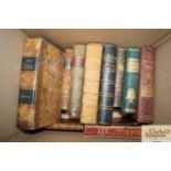 A collection of antiquarian leather bound books to