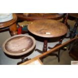 A 19th Century mahogany tripod table and another