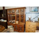 A large late Victorian oak bookcase / dresser