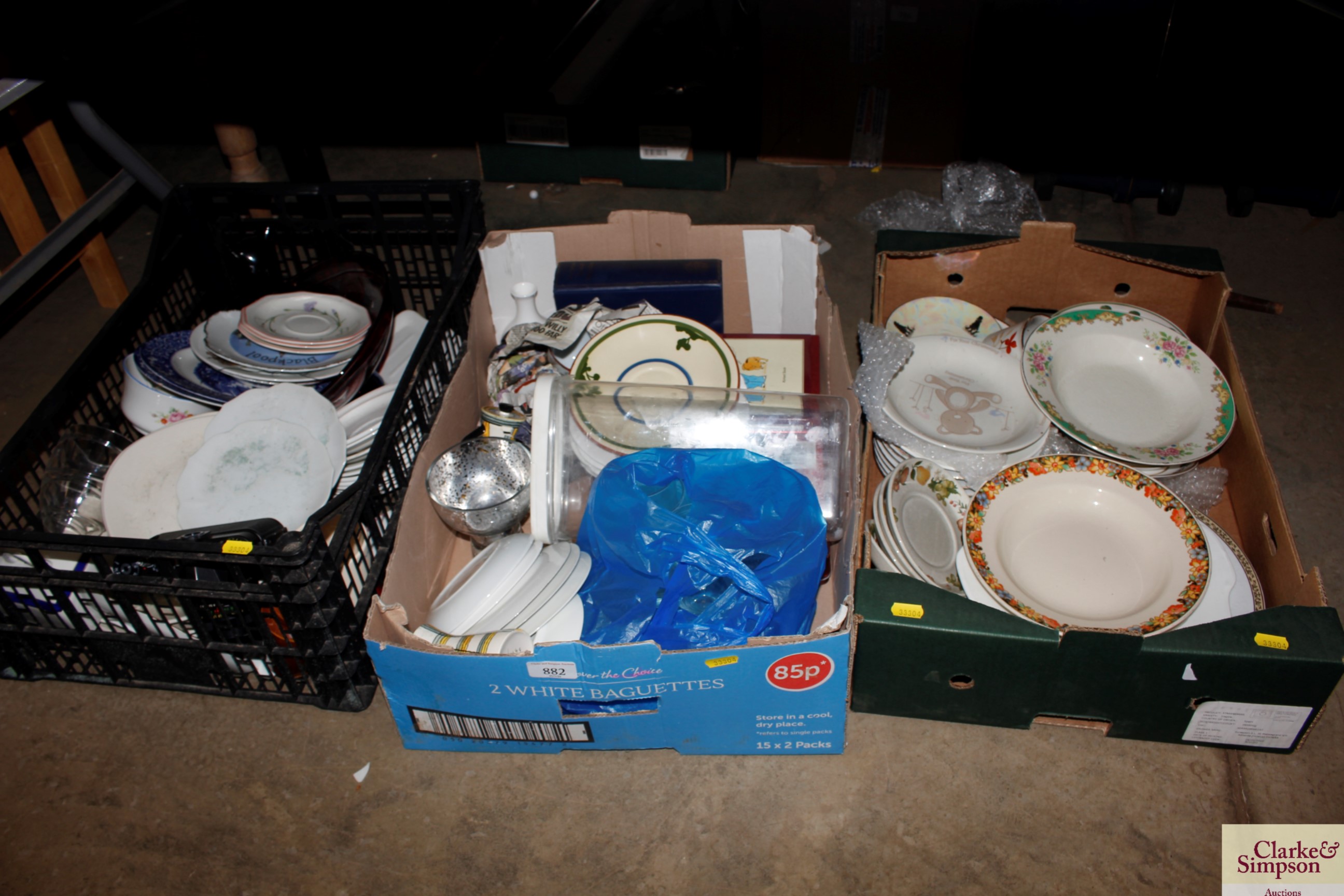 Three boxes of sundry glass and china