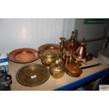 A quantity of various brass and copper ware to inc