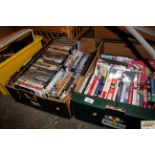 Two boxes of DVDs