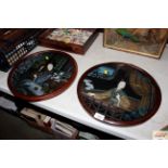 Two Oriental reverse paintings on glass