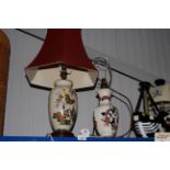 A Masons Mandalay table lamp lacking shade togethe