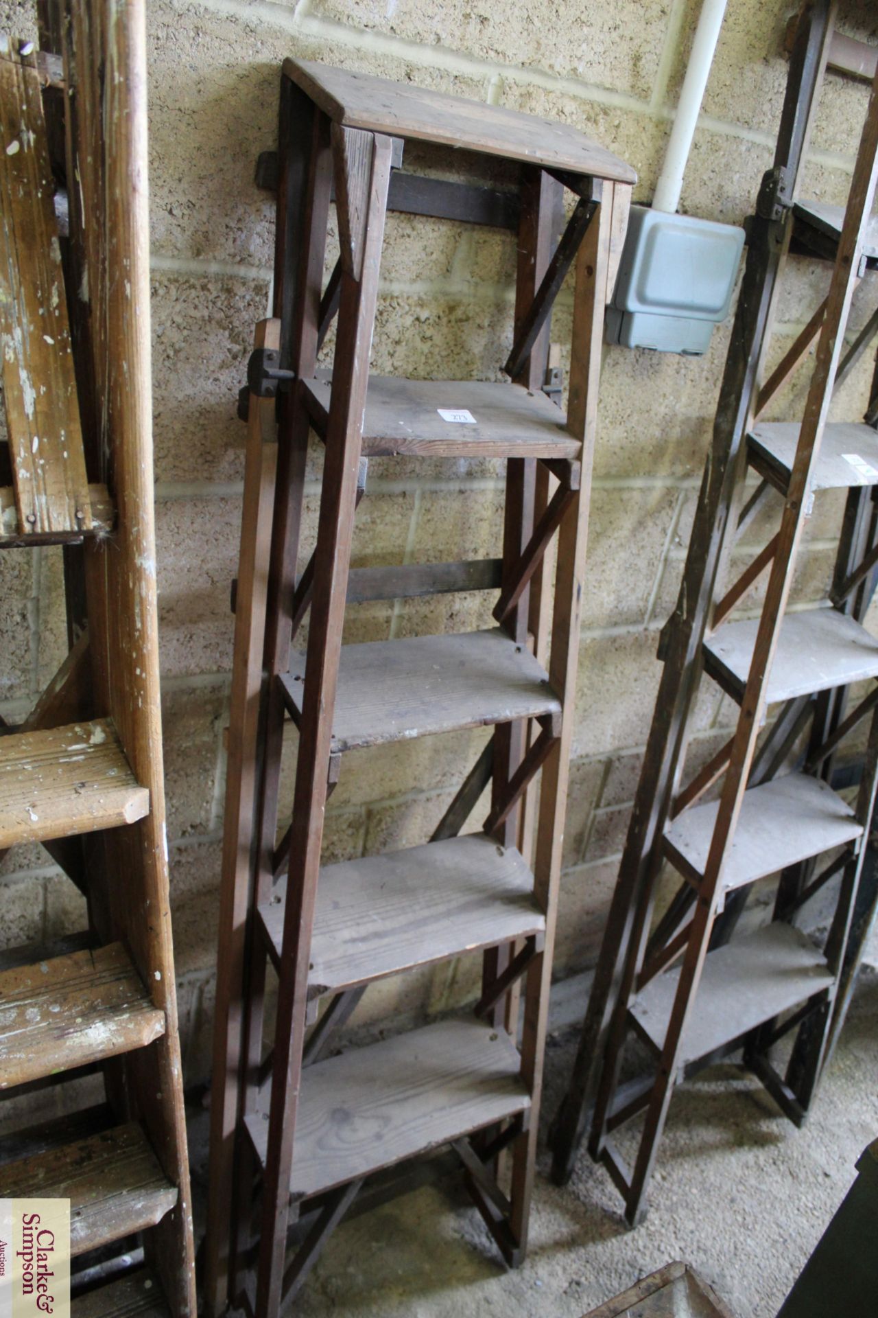 A vintage wooden step ladder