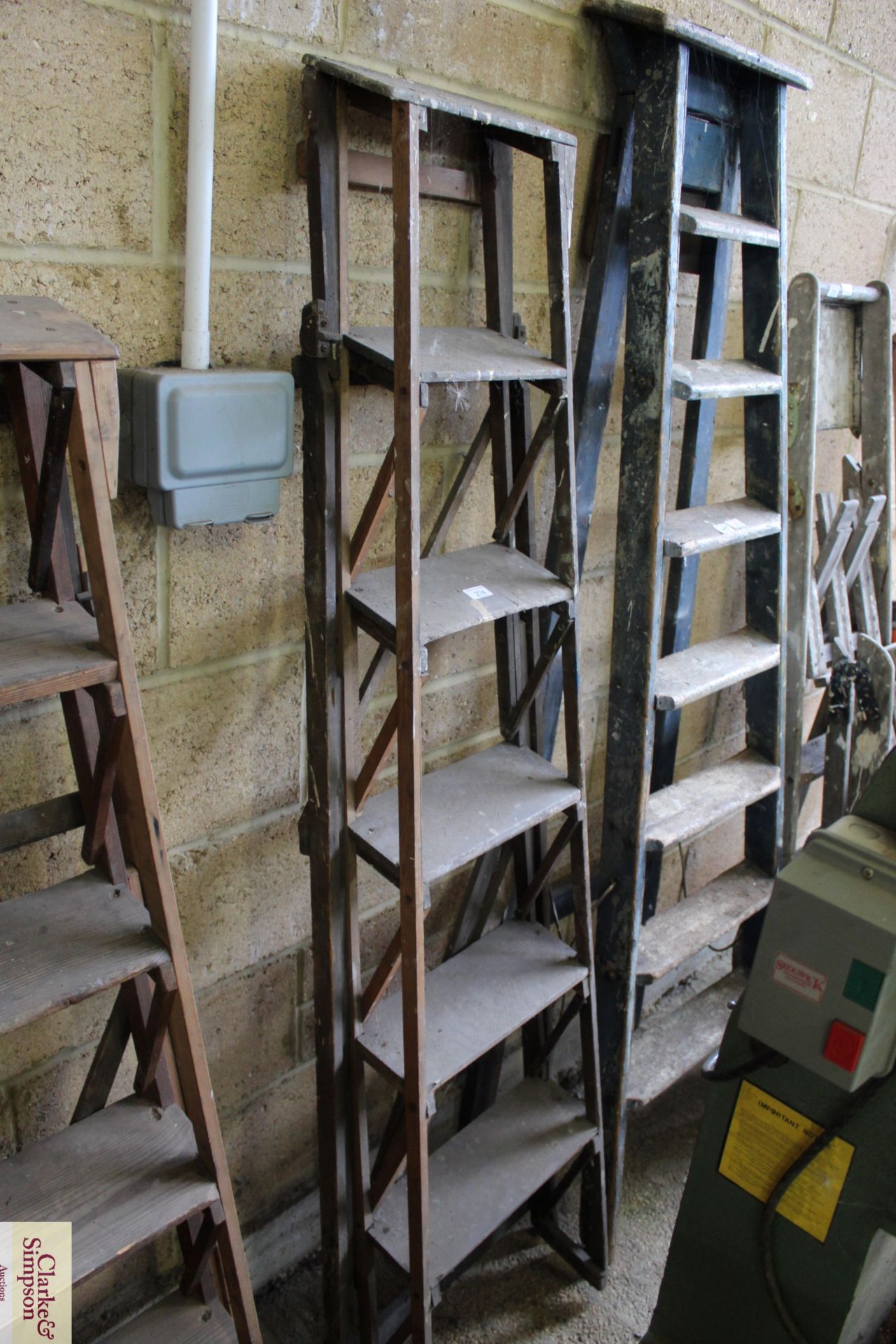 A vintage wooden step ladder