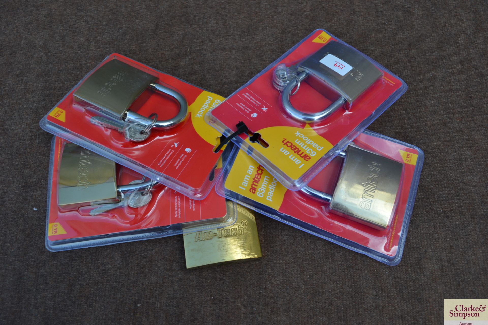 5x 63mm brassed padlocks. V